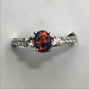 925 Sterling Silver Black Opal ring
